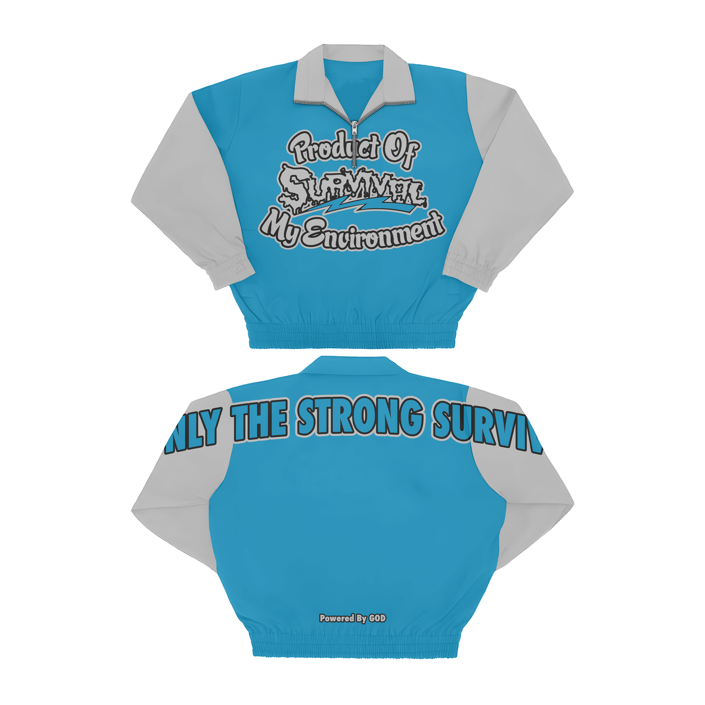 Blue Powered By God Track Jacket/Shorts