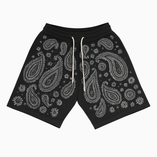 SRVVL Black Bandana Shorts